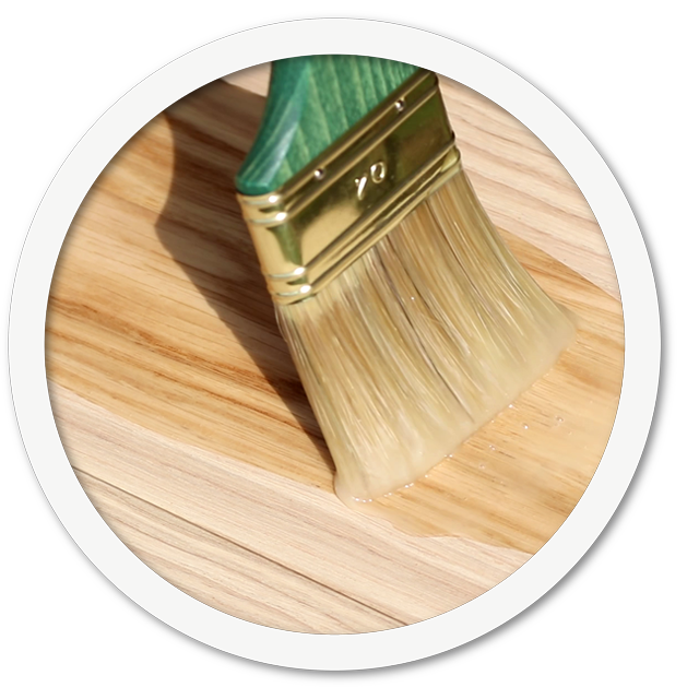 Applying oil bee Hard wax oil to wooden surface original wood finish